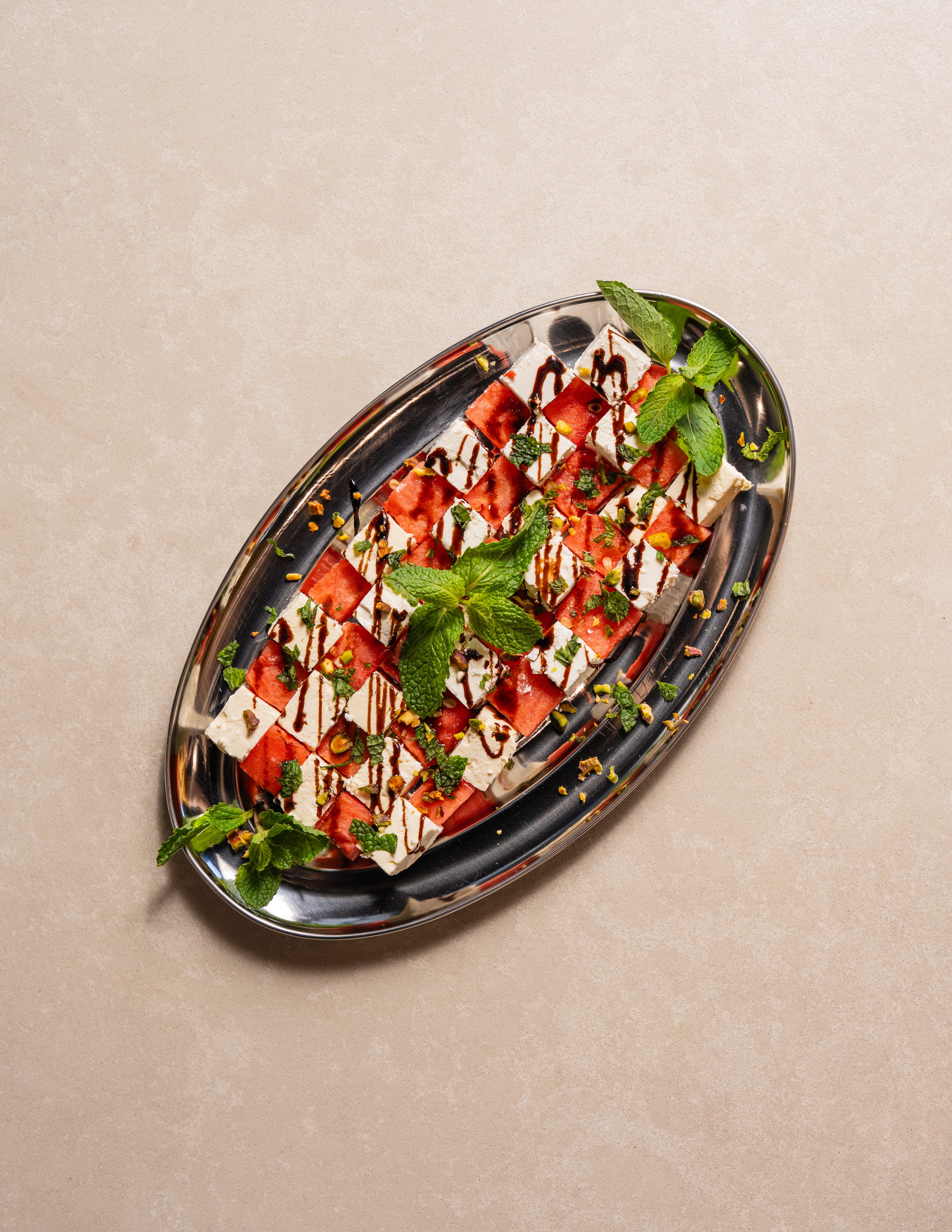 Watermelon and feta checkerboard